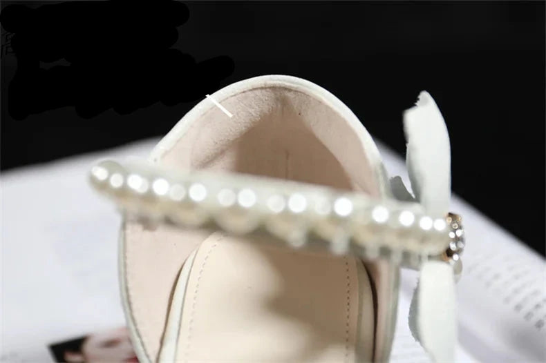 Girls' White Princess High Heel Mary Jane Sandals