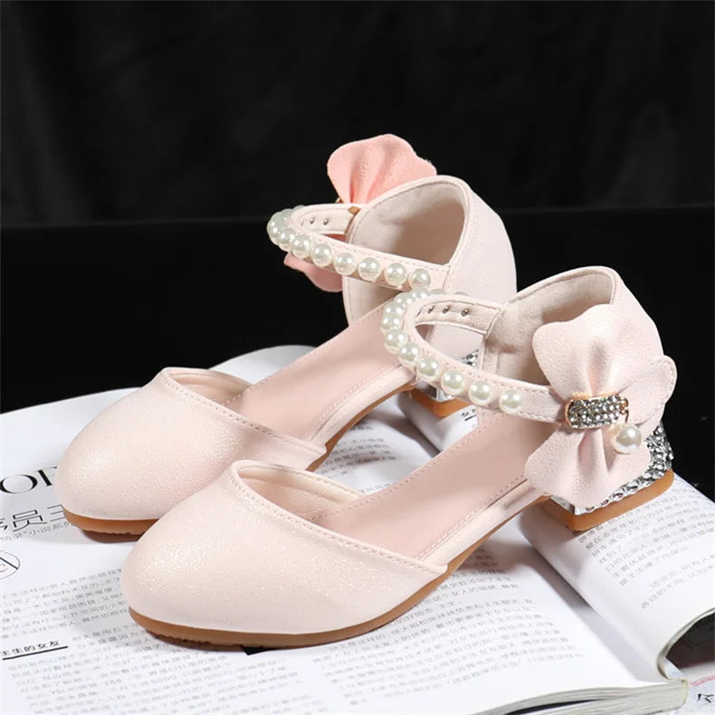 Girls' White Princess High Heel Mary Jane Sandals