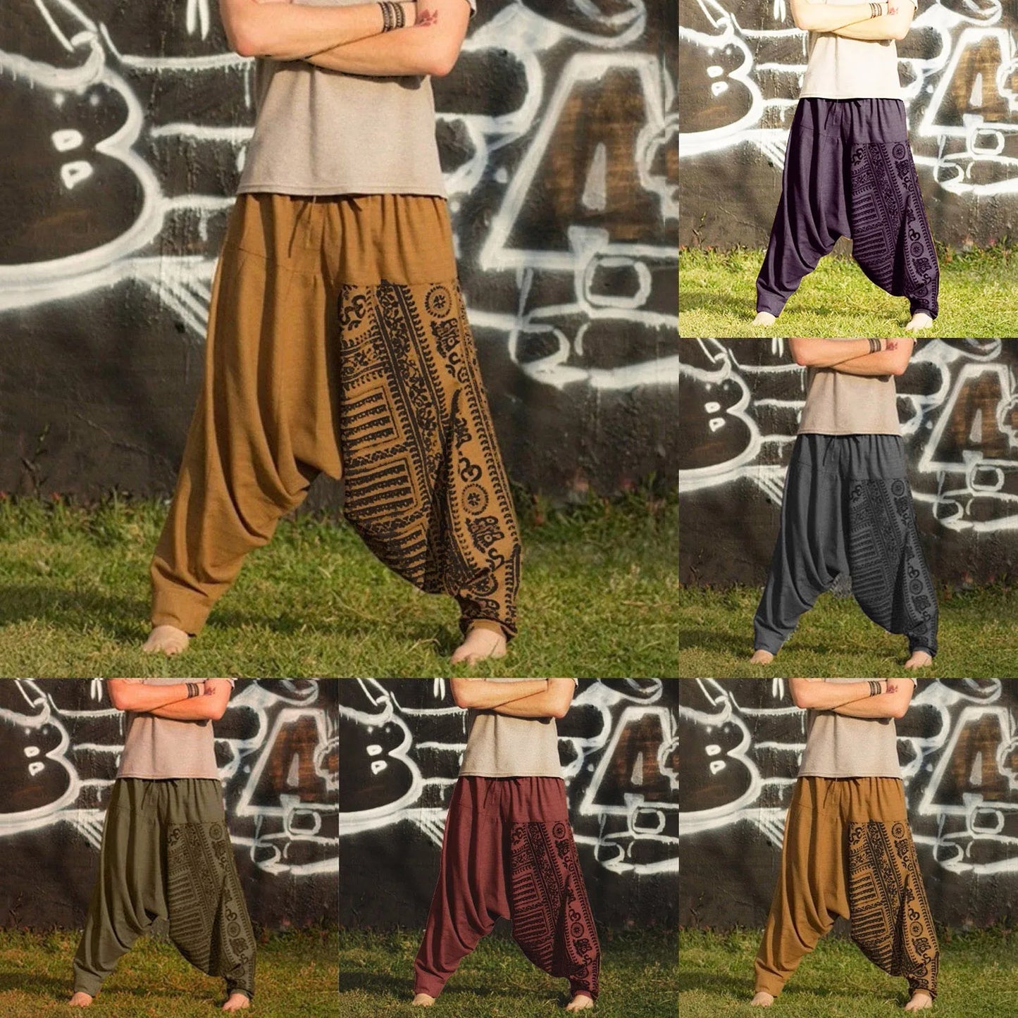 Nationality Style Pants Men's Oversize Pants Baggy