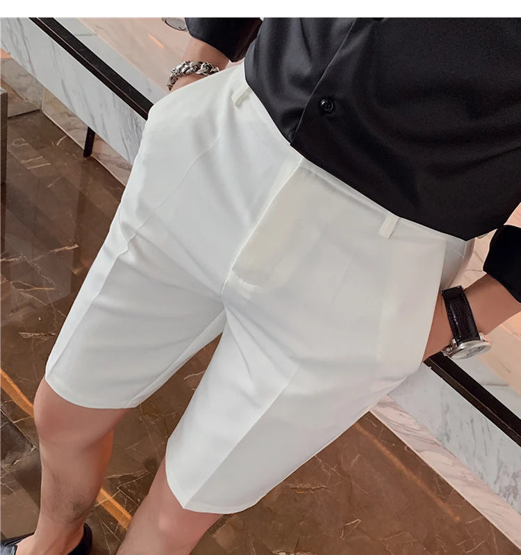 Men's High-Quality Summer Suit Shorts - Casual Knee-Length