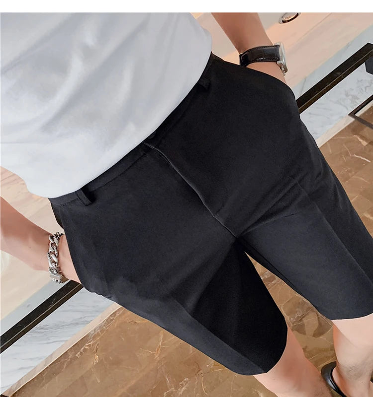 Men's High-Quality Summer Suit Shorts - Casual Knee-Length