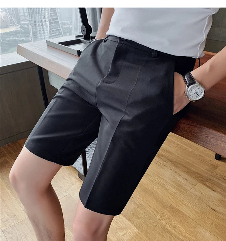 Men's High-Quality Summer Suit Shorts - Casual Knee-Length