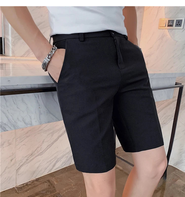 Men's High-Quality Summer Suit Shorts - Casual Knee-Length