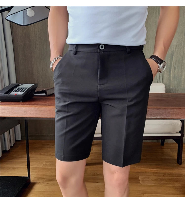 Men's High-Quality Summer Suit Shorts - Casual Knee-Length