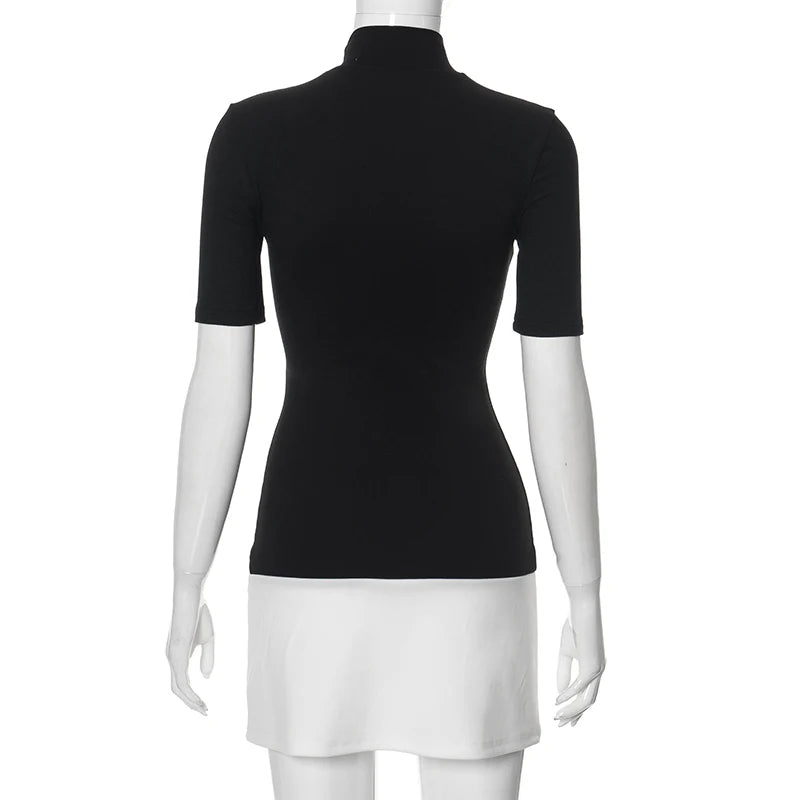 Summer 2024 Turtleneck Half Sleeve Bodycon Dress