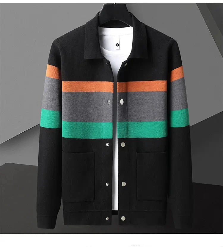 Autumn Winter Men's Knitted Cardigan Coat – Casual Loose Sweater, Plus Size 5XL-M