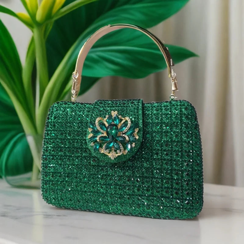 Sparkling Crystal Evening Bag – Metal Clutch & Wedding Purse