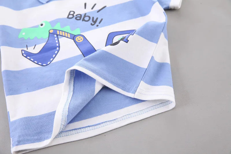 Baby Cartoon Excavator T-Shirt & Shorts 2-Piece Set