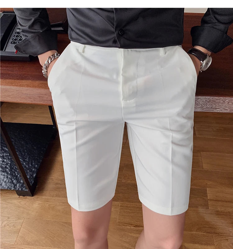 Men's High-Quality Summer Suit Shorts - Casual Knee-Length