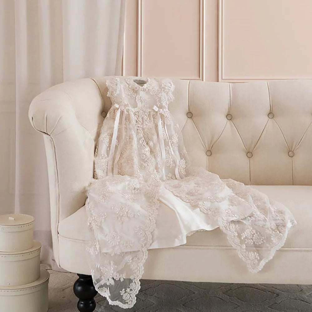 Newborn Girl Baby - Christening Long Dresses and Baptism Dress