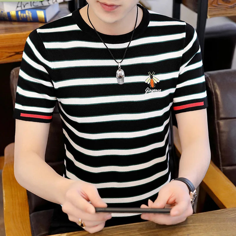 Men's Summer Knitted Pullover T-Shirt