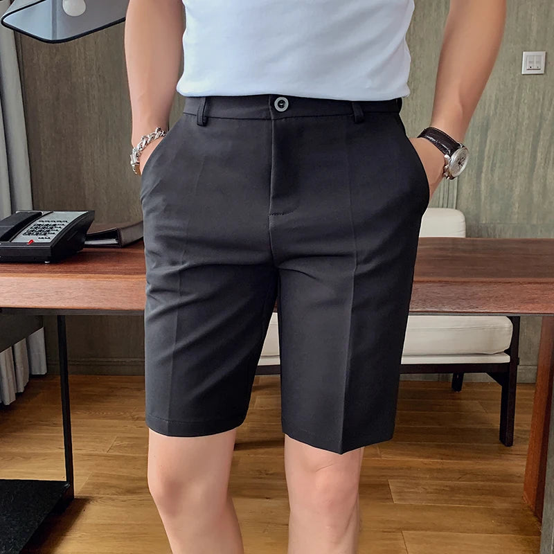 Men's High-Quality Summer Suit Shorts - Casual Knee-Length
