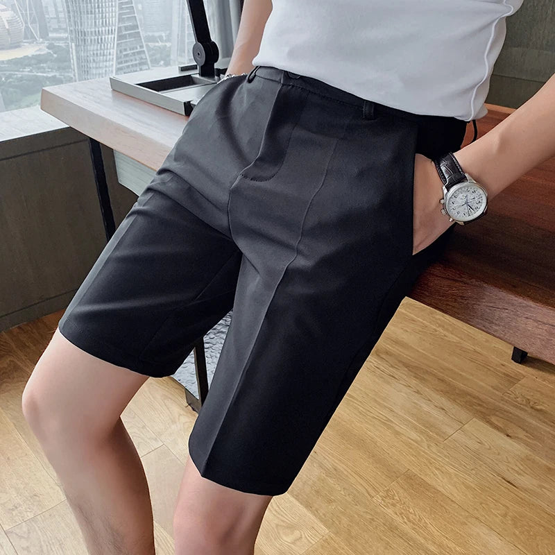 Men's High-Quality Summer Suit Shorts - Casual Knee-Length