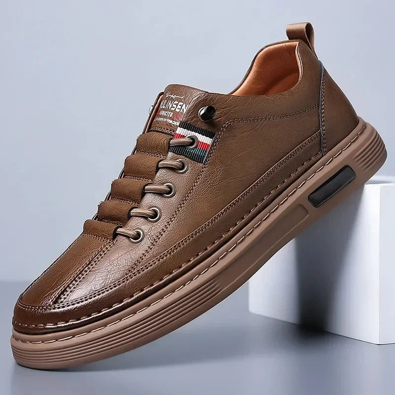 Men's Leather Slip-On Sneakers – Fashionable & Non-Slip