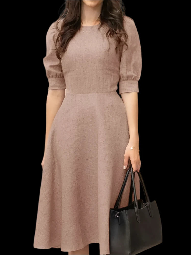 Elegant Summer Office Dress: A-line Knee-Length