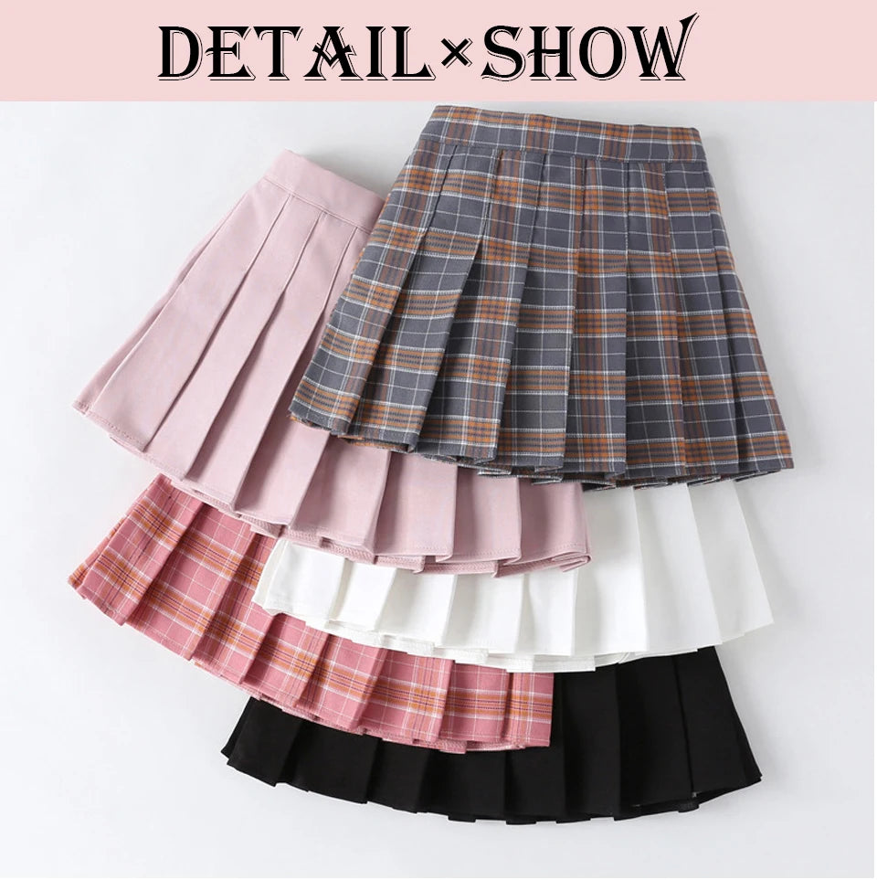 Girls' High Waist Pleated Mini Skirt