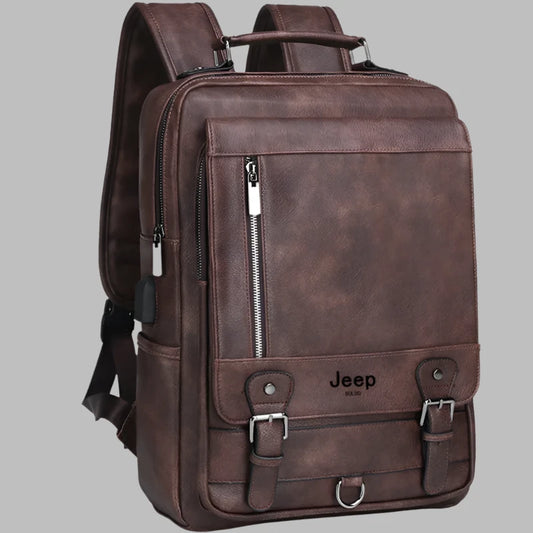 Men's Leather Backpack – 15.6" Laptop Bag & Travel Daypack