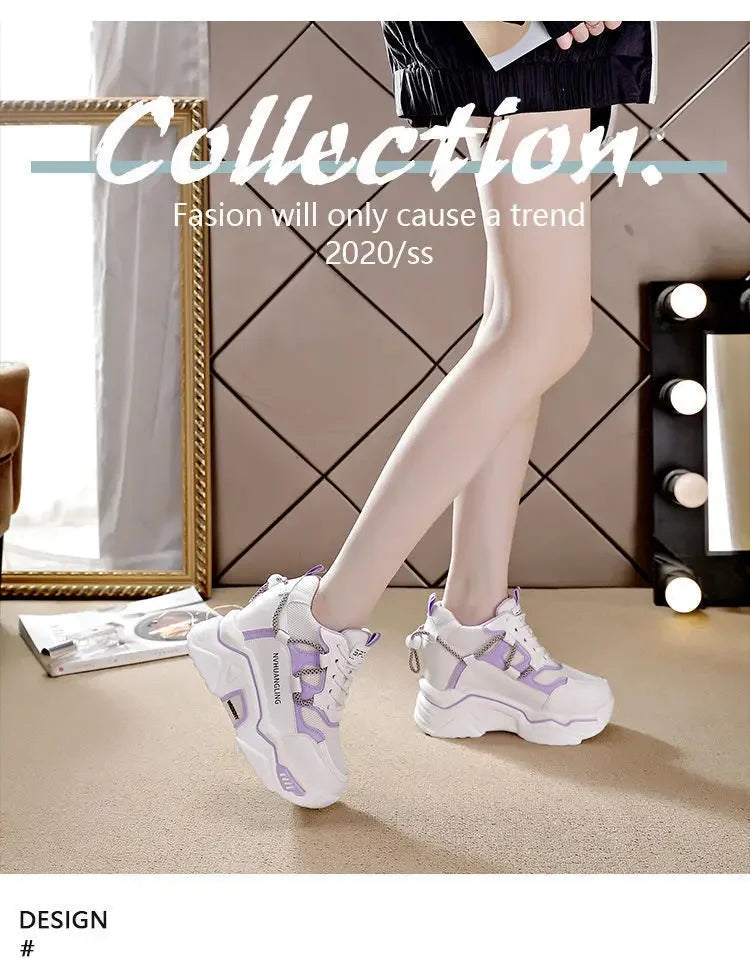 Women's Breathable Platform Sneakers - Summer Comfort