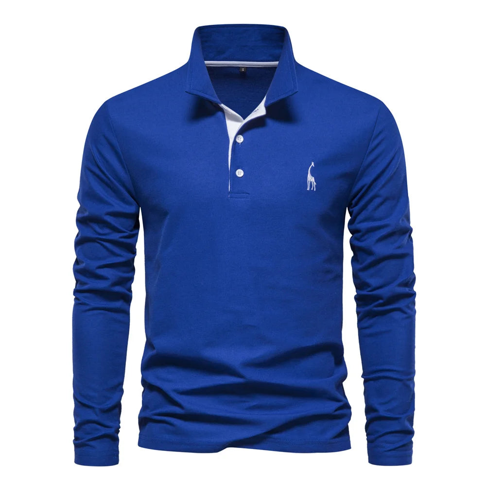 Men's Polo Shirts Solid Color Long Sleeve Polo Shirts for Men