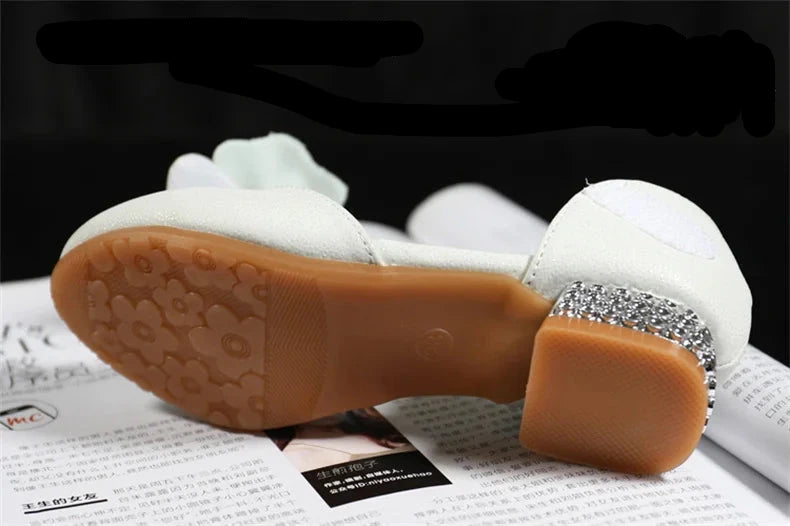 Girls' White Princess High Heel Mary Jane Sandals