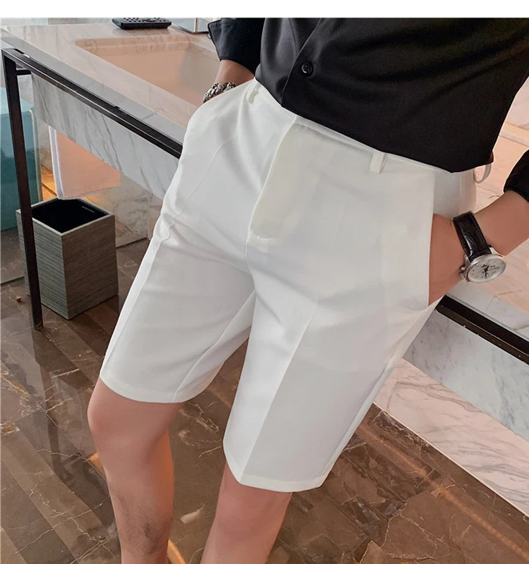 Men's High-Quality Summer Suit Shorts - Casual Knee-Length