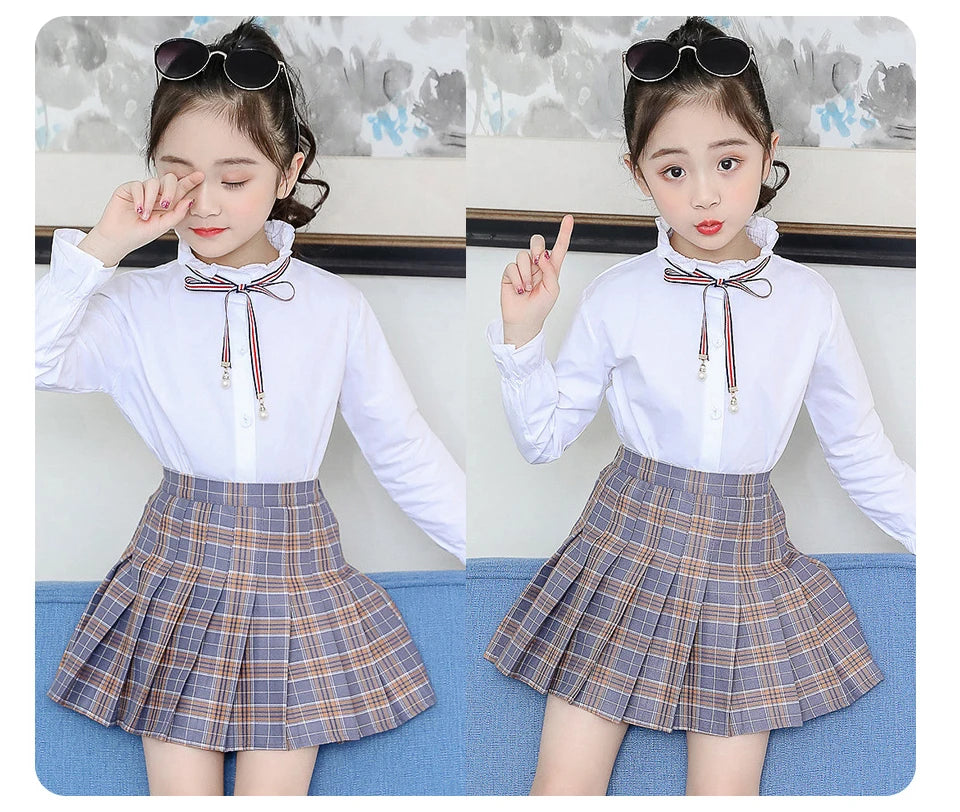 Girls' High Waist Pleated Mini Skirt
