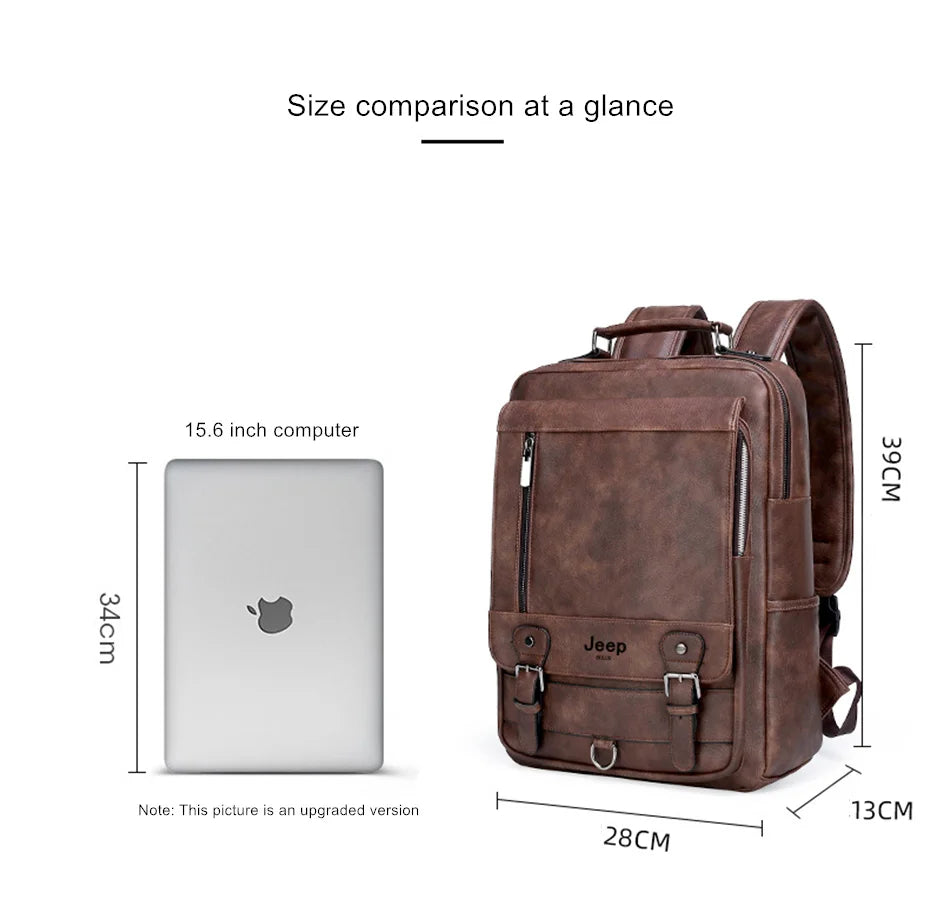 Men's Leather Backpack – 15.6" Laptop Bag & Travel Daypack