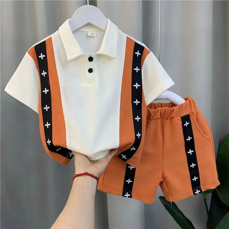 Boys' Summer Casual Sports Set: Half Sleeve Shirt & Shorts