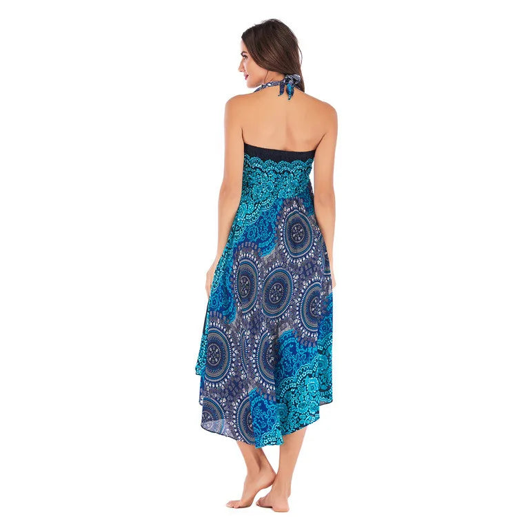 Summer Boho Vintage Long Maxi Skirt - Two-Way Beach Dress