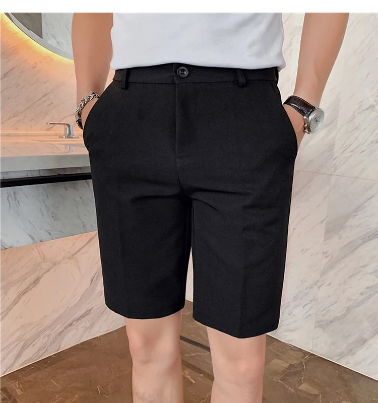 Men's High-Quality Summer Suit Shorts - Casual Knee-Length