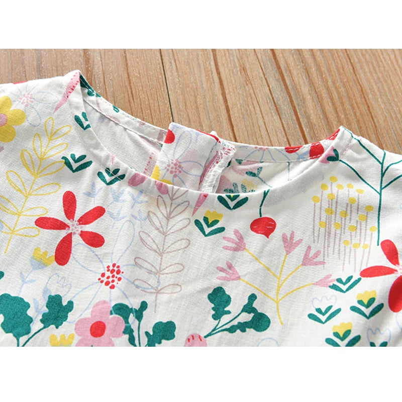 Girls Flying Sleeve Floral Dress - Summer Collection