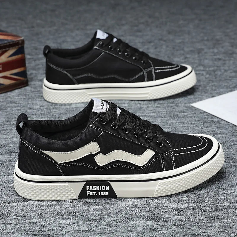 Canvas Lace-Up Sneakers for Men with Plush Lining - Lightweight, Breathable, Non-Slip Casual Running Shoes