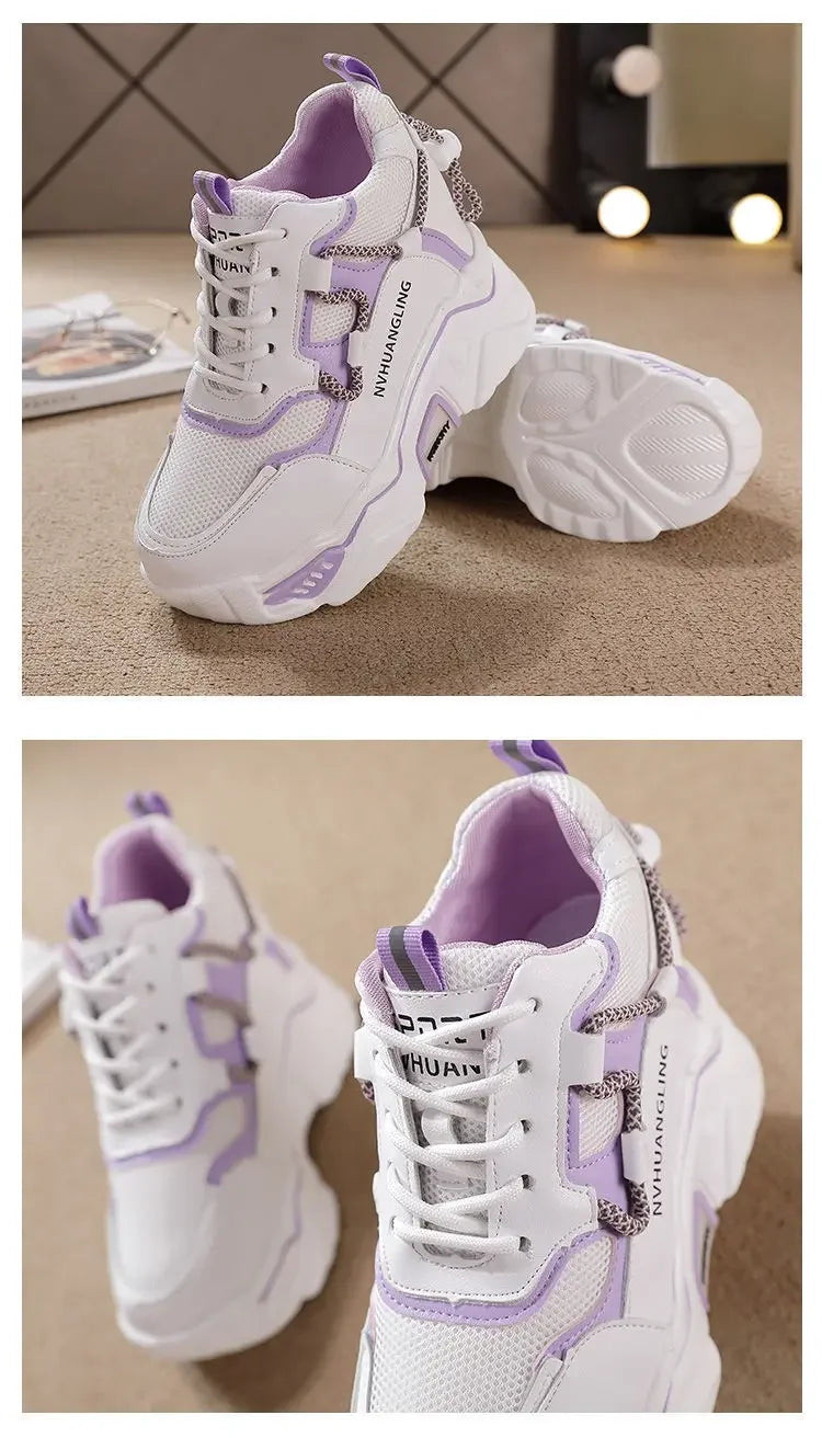 Women's Breathable Platform Sneakers - Summer Comfort