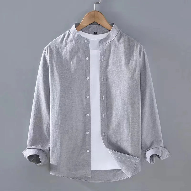 Long sleeve shirt stand collar long sleeve Henry shirt soft and comfortable men's shirt