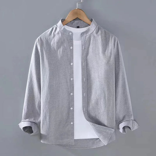 Long sleeve shirt stand collar long sleeve Henry shirt soft and comfortable men's shirt