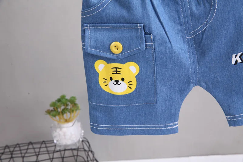 Kids Cotton Bear T-Shirt & Shorts 2-Piece Summer Set