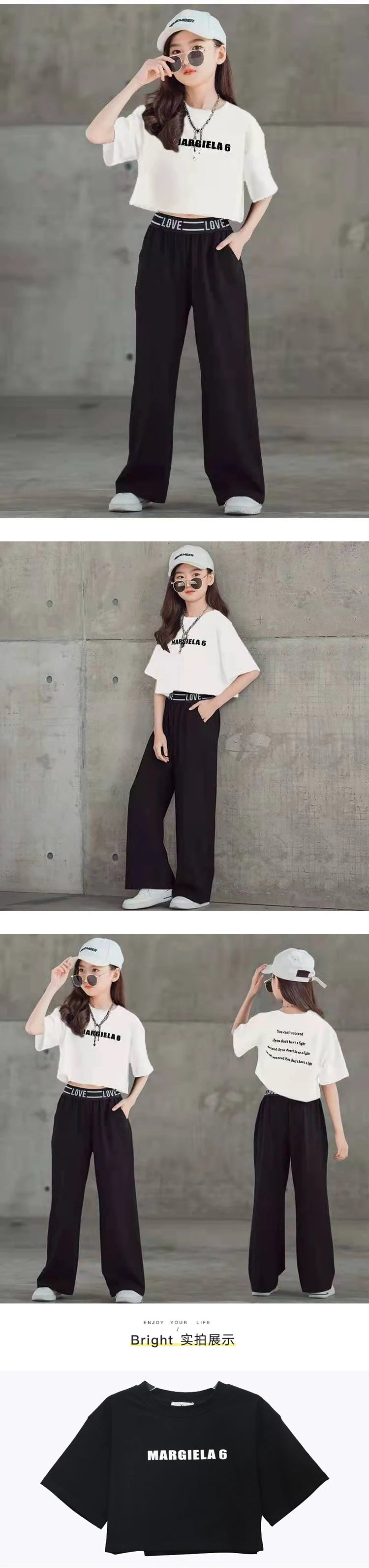 Summer Fashion Letter Top & Pants Set for Girls (Ages 5-14)