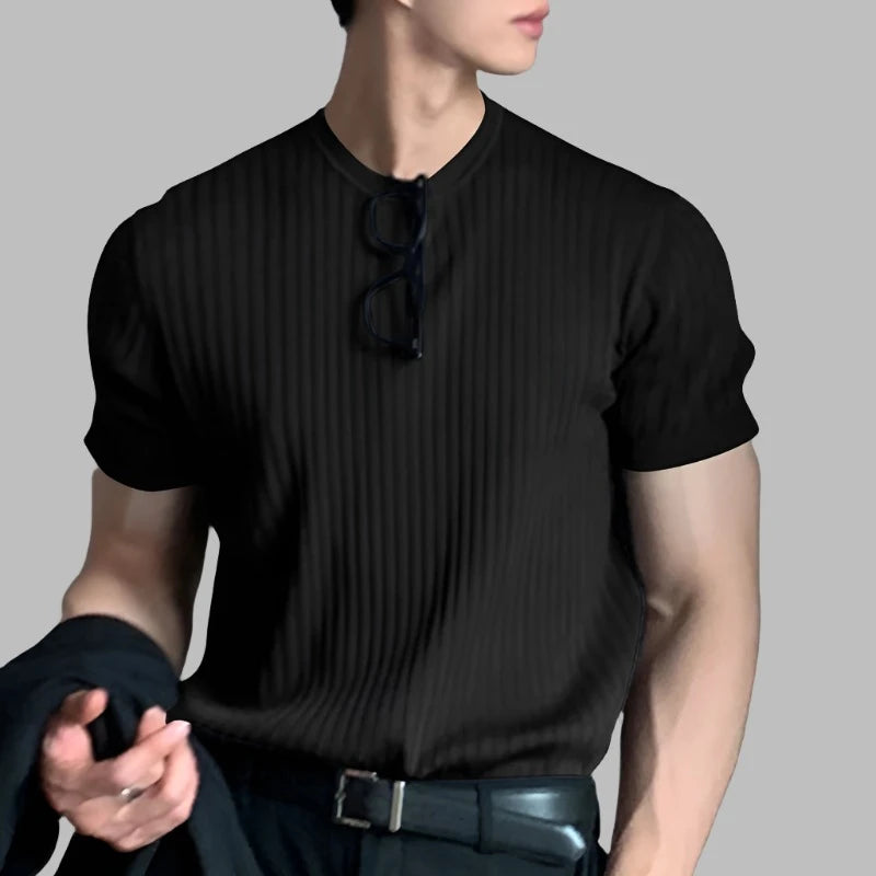 Men's 2024 Solid Color O-Neck T-Shirt – Casual Short Sleeve Korean Fashion
