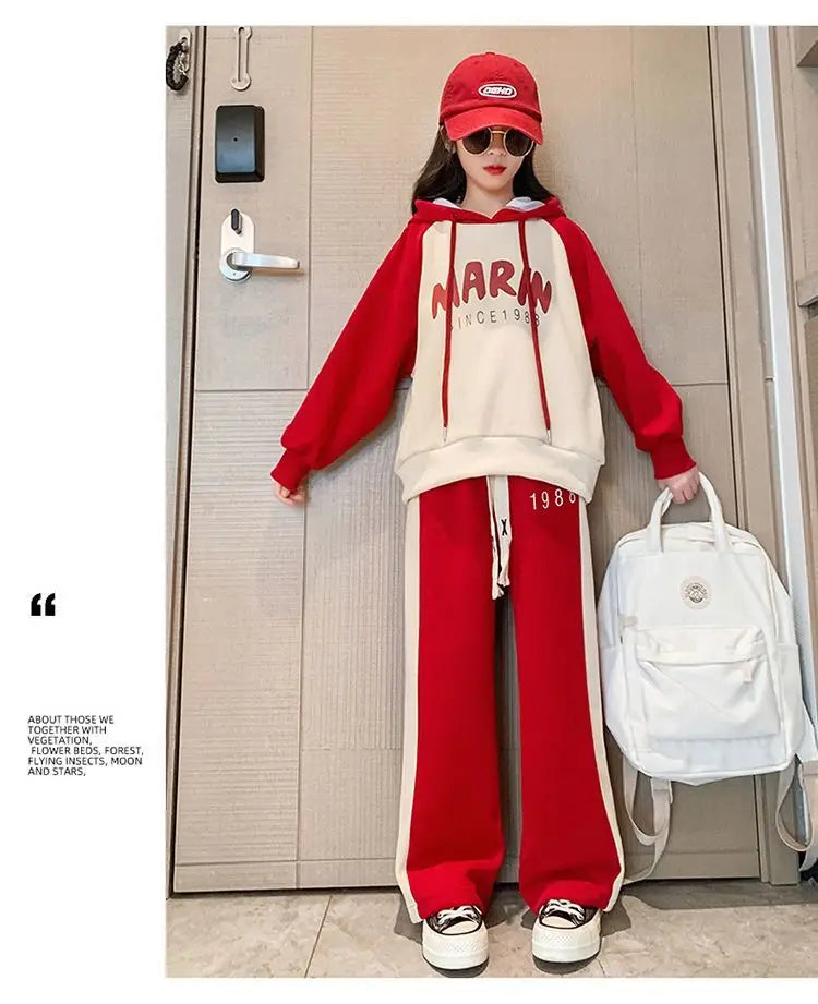 Girls' Autumn/Spring Hoodie & Pants Set (Ages 5-14)