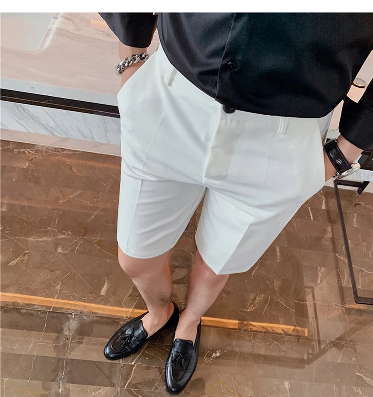 Men's High-Quality Summer Suit Shorts - Casual Knee-Length