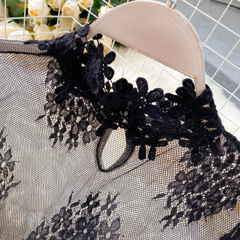 Puff Sleeve Lace Double Breasted Boho Jumpsuit for Women