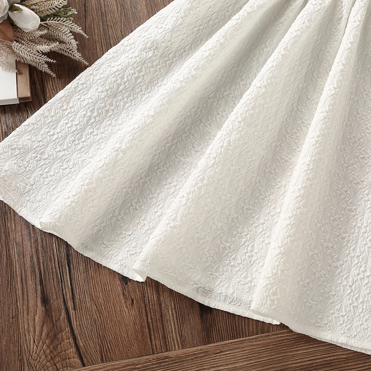 Summer White Dress for Girls – Preppy Short Sleeve Party Outfit for Kids (Ages 8-12)