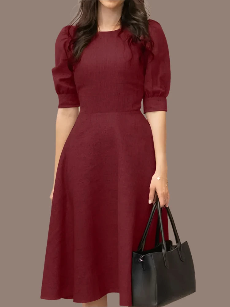 Elegant Summer Office Dress: A-line Knee-Length