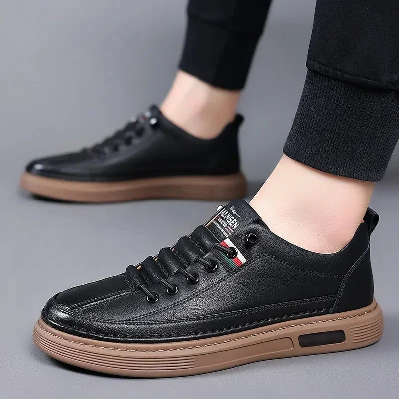 Men's Leather Slip-On Sneakers – Fashionable & Non-Slip