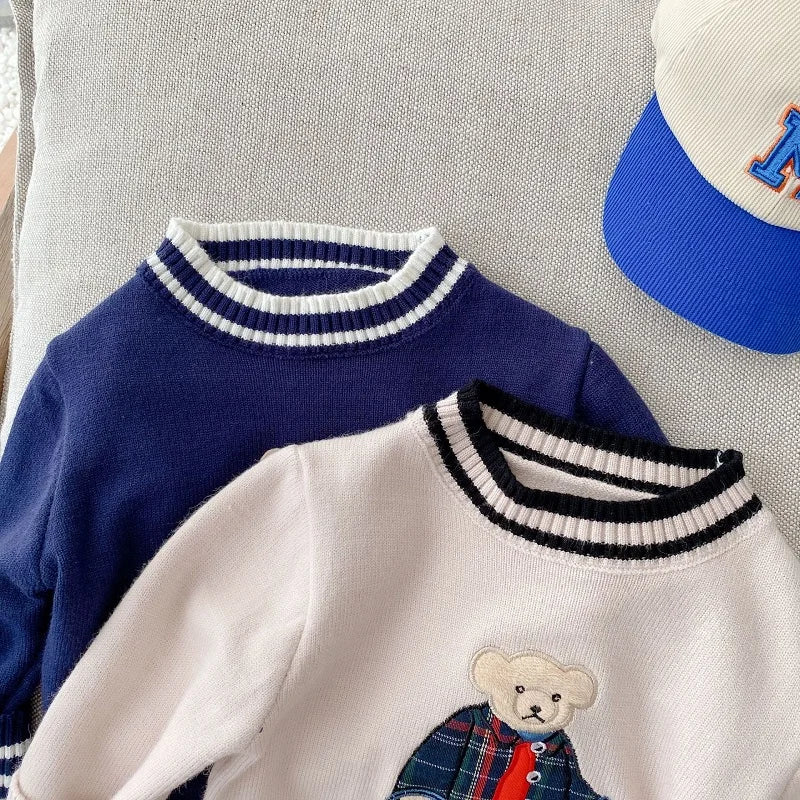 Autumn Winter Children's Sweater – 0-5 Years Kids Bear Cartoon Pullover Wool Knit Jumper