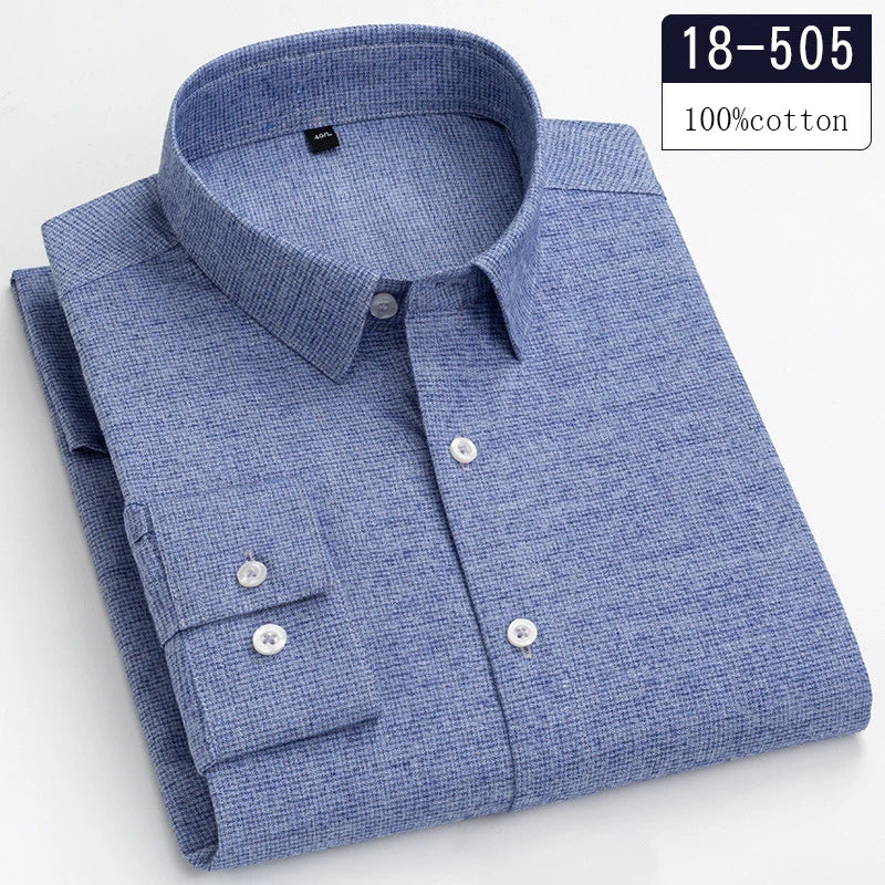 Luxury Men's Slim Fit Houndstooth Cotton Shirt - Long-Sleeve Designer Plaid