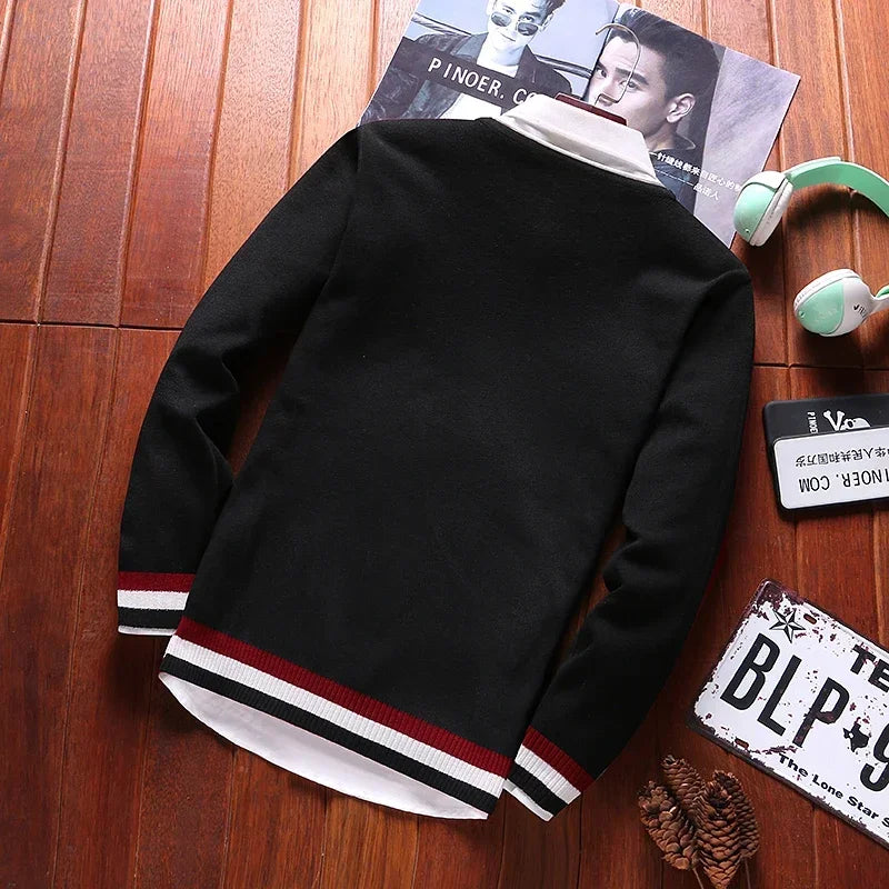 Men's Knitted Sweater – Korean Fashion Long Sleeve Pullover, Vintage Autumn Top