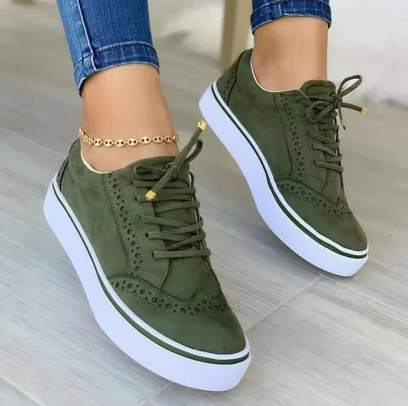 Women's Casual Lace-Up Sneakers - Versatile Spring Flats