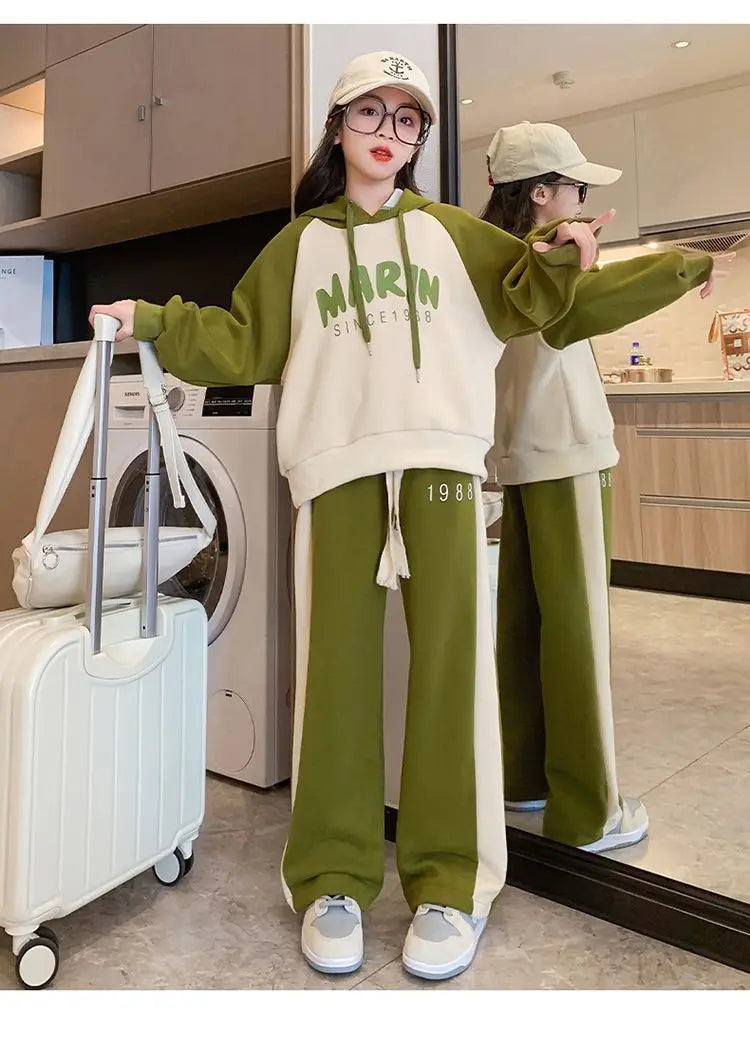 Girls' Autumn/Spring Hoodie & Pants Set (Ages 5-14)