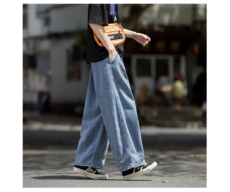 Men’s Hip Hop Wide-Leg Denim Cargo Jeans - Streetwear Skateboard Trousers